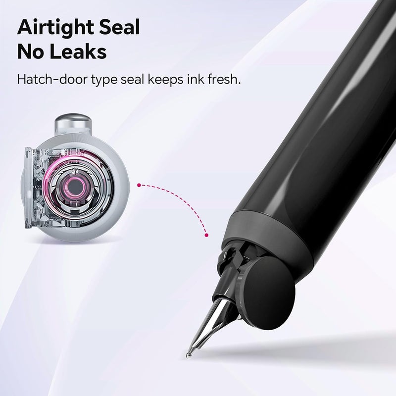 WRITECH Fountain Pen Left Handed: Retractable Style Black Ink Set Fine Nib, Includes 5 Ink Cartridges for Smooth Writing Calligraphy Journaling - Image 5